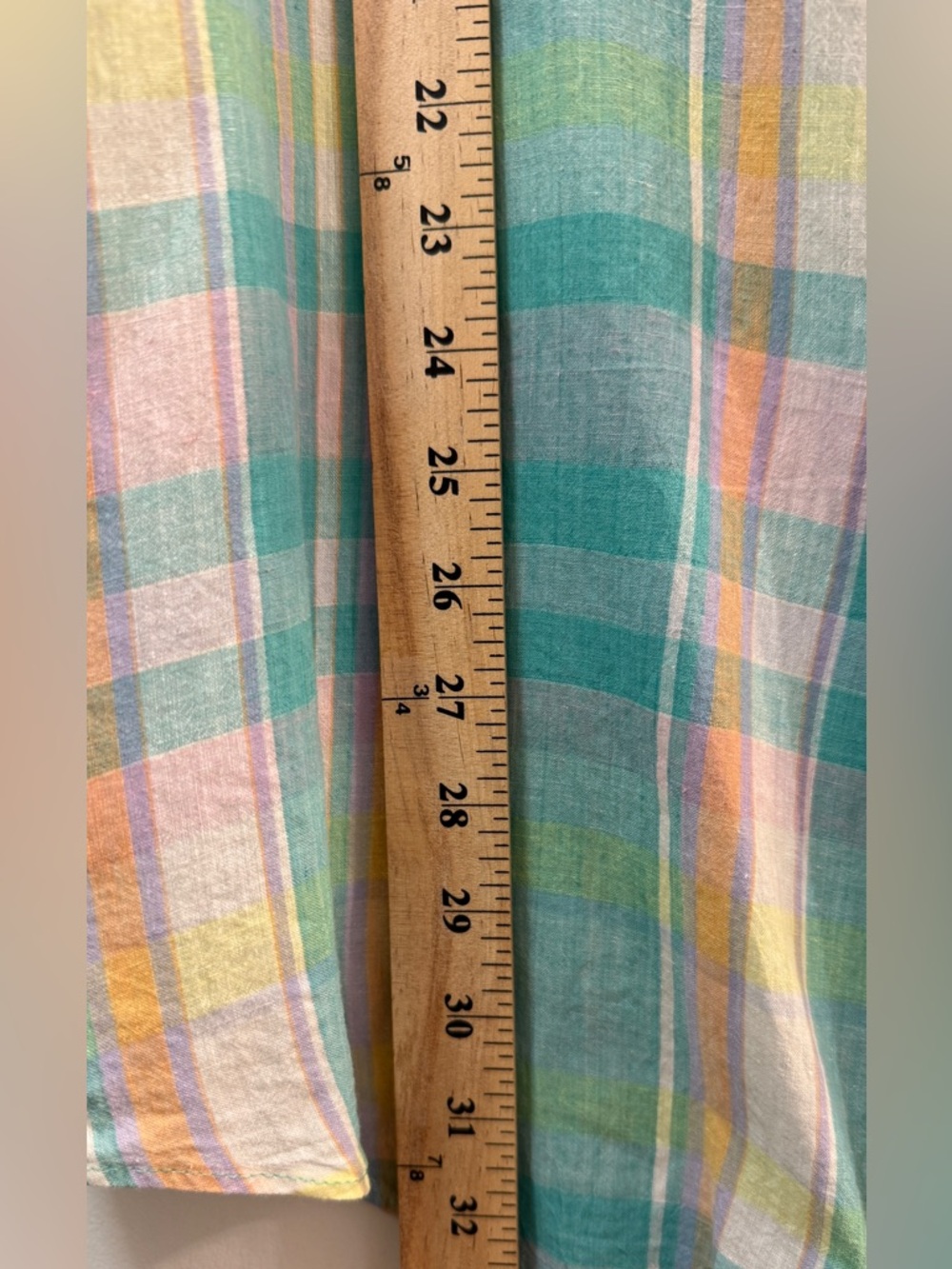 Vintage J.Crew Men Shirt 90s XL Pastel Madras Plaid - Picture 6 of 7